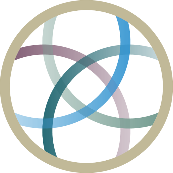 The CSS logo of overlapping half circles inside a tan circle