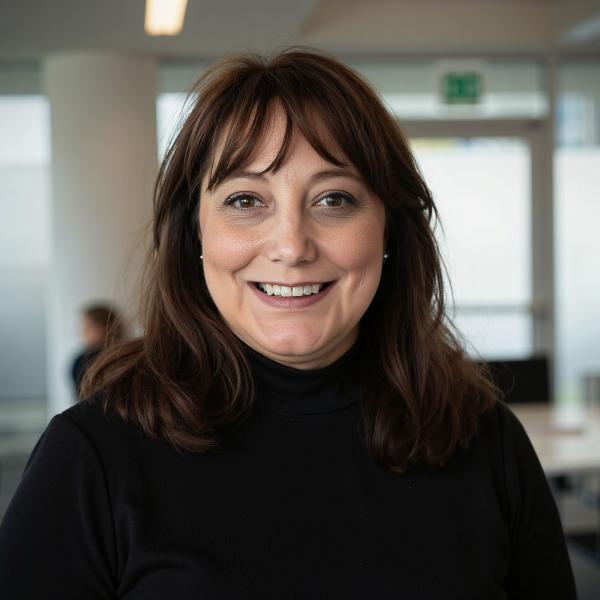 Head and shoulders photo of Laura Villwock in a black turtleneck.